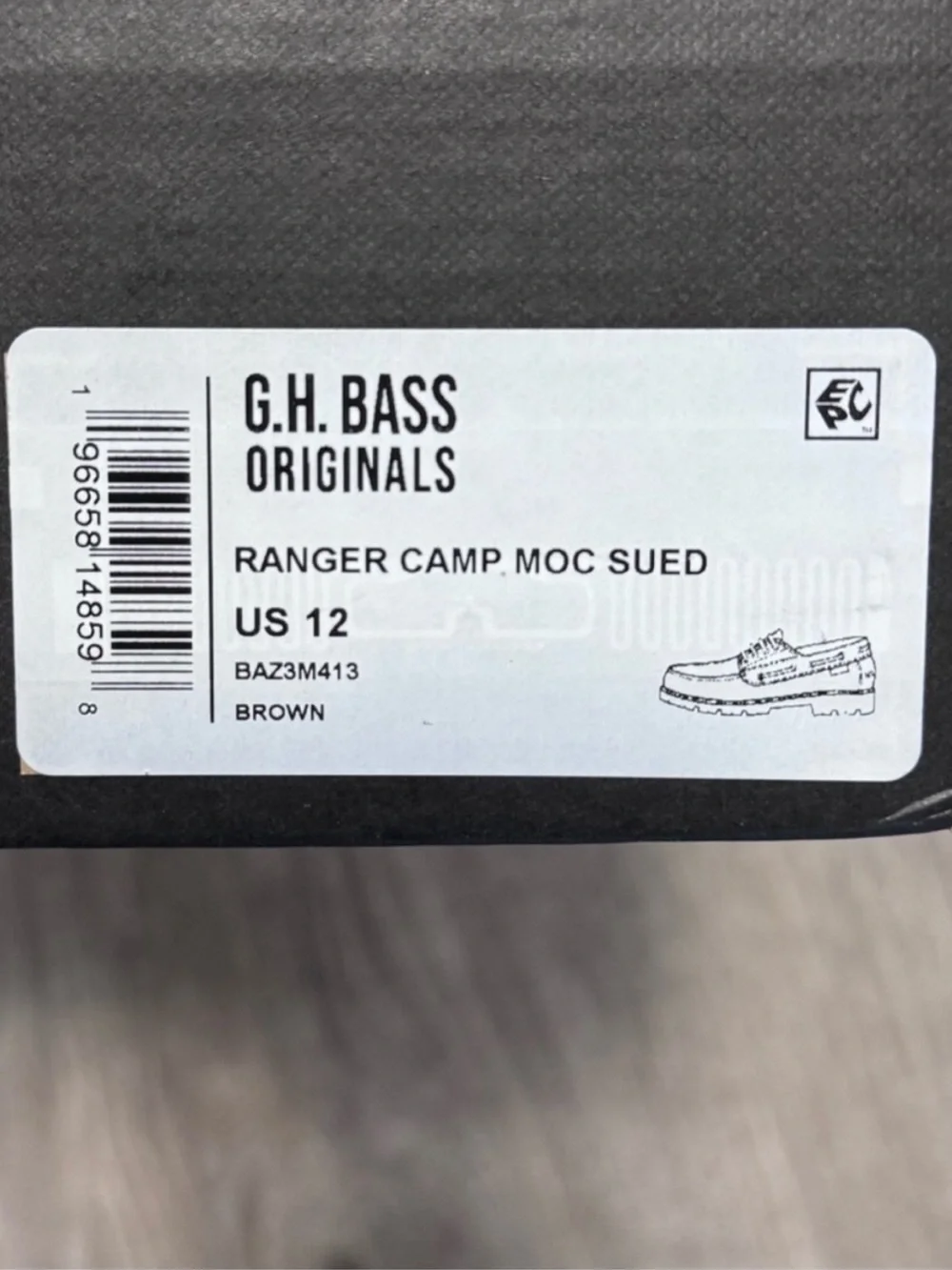G.H. Bass NIB Ranger Camp Moc Suede Brown Shoes Men’s Size UK11 New In Box